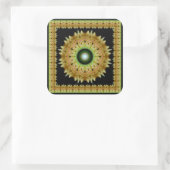 Golden radiant glossy mandala square sticker (Tas)