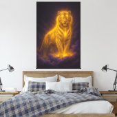 Golden Radiant Tiger on Storm Clouds – Fantasy Art Canvas Afdruk (Insitu (Slaapkamer))