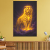 Golden Radiant Tiger on Storm Clouds – Fantasy Art Canvas Afdruk (Insitu (Woonkamer))