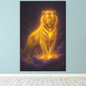Golden Radiant Tiger on Storm Clouds – Fantasy Art Canvas Afdruk (Insitu (Houten vloer))
