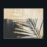 Golden Raffia - Palmvaten Briefkaart<br><div class="desc">Golden Raffia II van Jennifer Paxton Parker. Met één palmschijfsilhouet in zwarte en gele/geelbruine kleuren.</div>