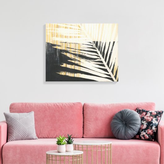 Golden Raffia - Palmvaten Canvas Afdruk (Insitu (Woonkamer))
