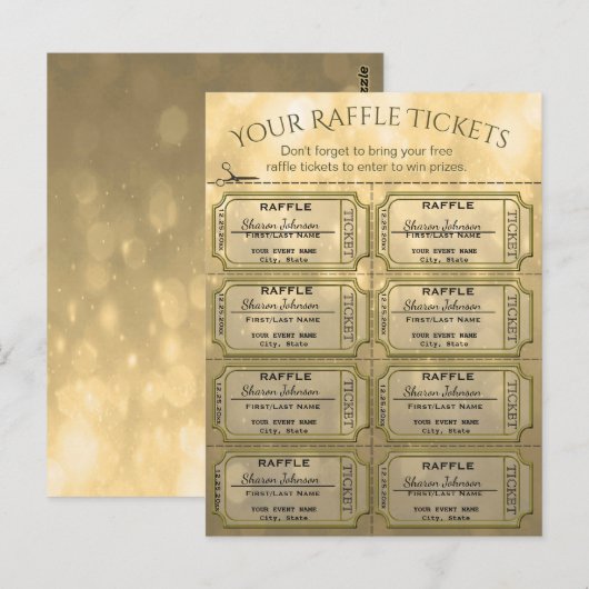 Golden Raffle Tickets Briefkaart (Voorkant / Achterkant)