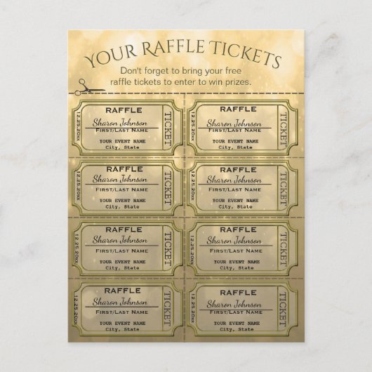 Golden Raffle Tickets Briefkaart (Voorkant)