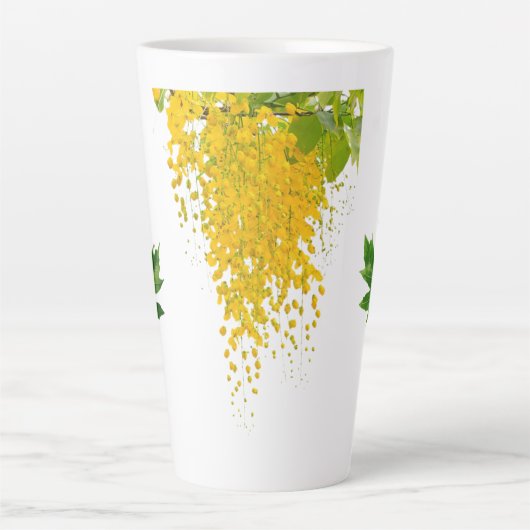 Golden Rain Cascade of Sunlight When Gold Falls Pe Latte Mok (Voorkant)