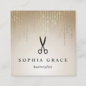 Golden Rain Haarstylist Scissors Vierkante Visitekaartje (Voorkant)