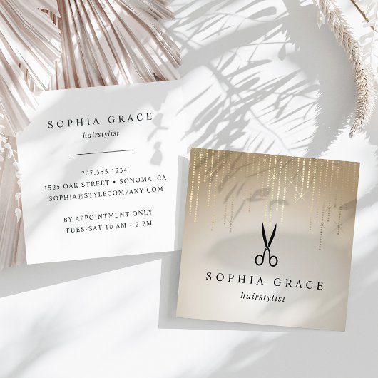 Golden Rain Haarstylist Scissors Vierkante Visitekaartje