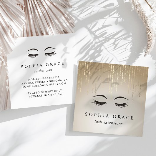 Golden Rain Lashes Vierkante Visitekaartje
