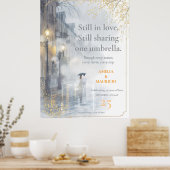 Golden Rain Romance bruiloft Jubileum Poster (Keuken)