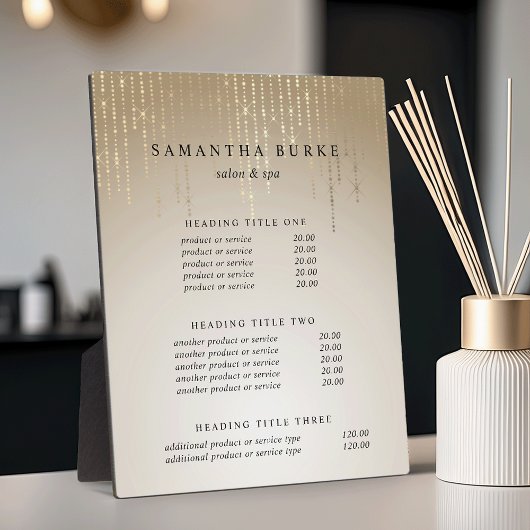 Golden Rain | Weergave van prijzen en services Fotoplaat