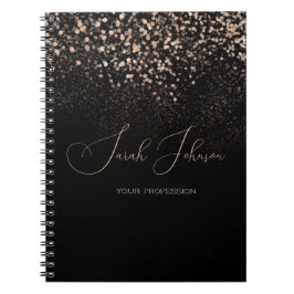 Golden Rain Zwart Gepersonaliseerde Professional Notitieboek