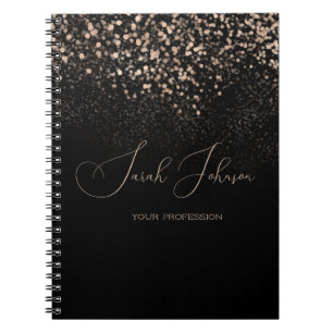 Golden Rain Zwart Gepersonaliseerde Professional Notitieboek