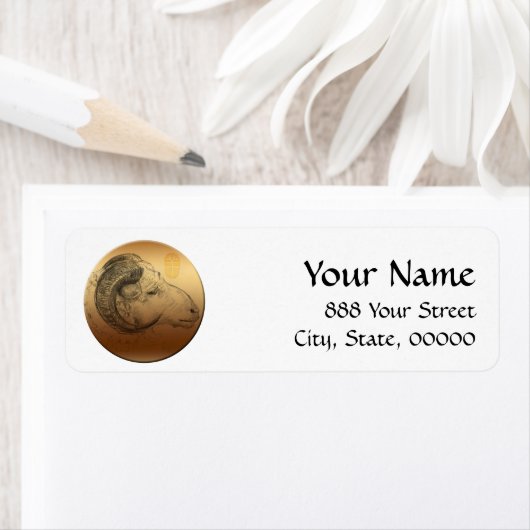 Golden Ram Chinees nieuwjaar schapen 2015 Etiket (Insitu)