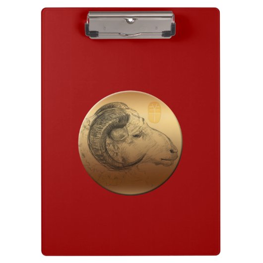 Golden Ram Chinese Astrology Zodiac Clipboard Klembord (Voorkant)