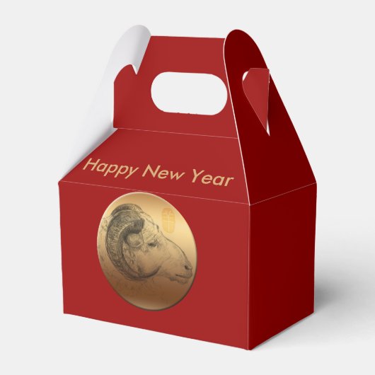 Golden Ram Chinese Lunar New Year Zodiac F Box Bedankdoosjes (Voorkant Zijde)