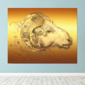 Golden Ram Chinese Zodiac Canvas (Insitu (Houten vloer))