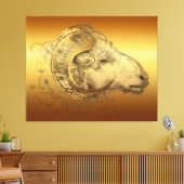 Golden Ram Chinese Zodiac Canvas (Insitu (Woonkamer))