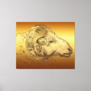 Golden Ram Chinese Zodiac Canvas