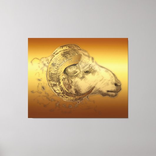 Golden Ram Chinese Zodiac Canvas Afdruk (Voorkant)