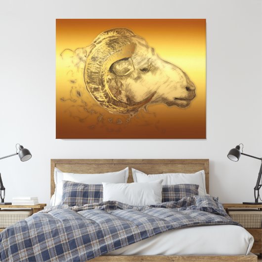 Golden Ram Chinese Zodiac Canvas Afdruk (Insitu (Slaapkamer))