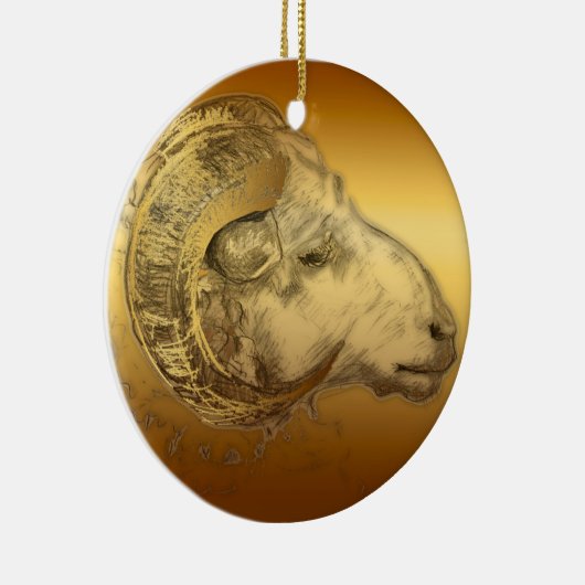 Golden Ram Jaar Chinees Zodiac Ram R Ornament (Rechts)