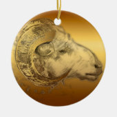 Golden Ram Jaar Chinees Zodiac Ram R Ornament (Voorkant)