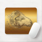 Golden Ram of Aries Chinese Westerne Zodiac MouseP Muismat (Met muis)