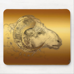 Golden Ram of Aries Chinese Westerne Zodiac MouseP Muismat