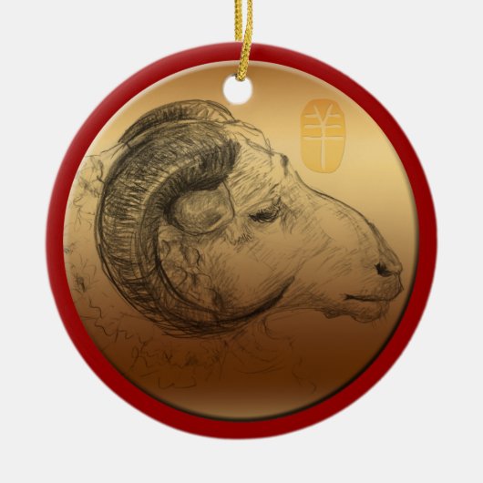 Golden Ram Year - Chinese astrologie Keramisch Ornament (Voorkant)