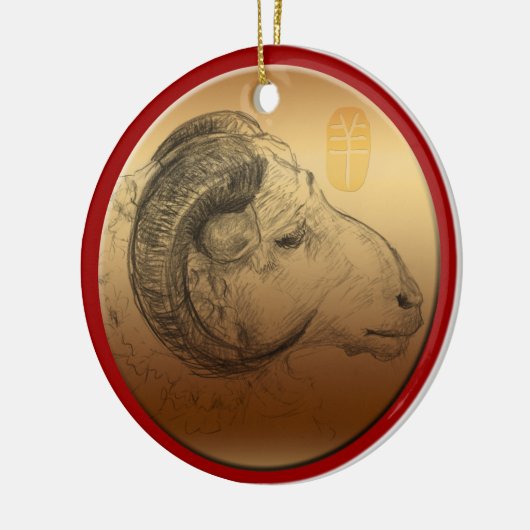 Golden Ram Year - Chinese astrologie Keramisch Ornament (Links)