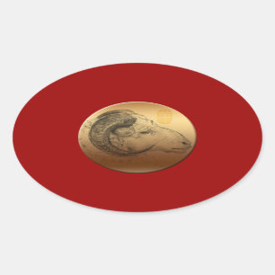 Golden Ram Year - Chinese astrologie Ovale Sticker