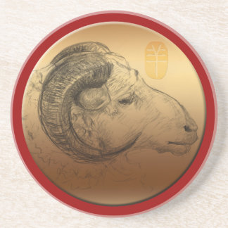 Golden Ram Year - Chinese astrologie Zandsteen Onderzetter