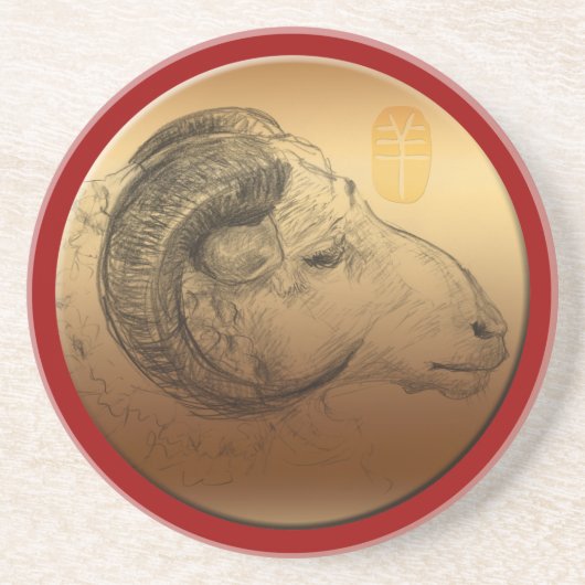 Golden Ram Year - Chinese astrologie Zandsteen Onderzetter (Voorkant)