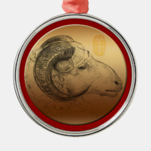 Golden Ram Year Chinese Astrology Zodiac Metal O Metalen Ornament
