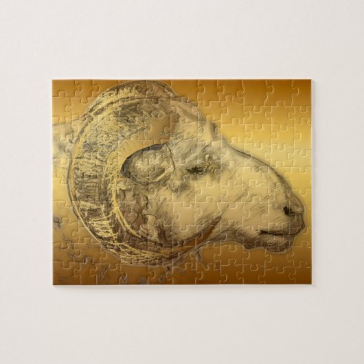 Golden Ram Year Chinese Zodiake Aries Puzzle 2 Legpuzzel (Horizontaal)