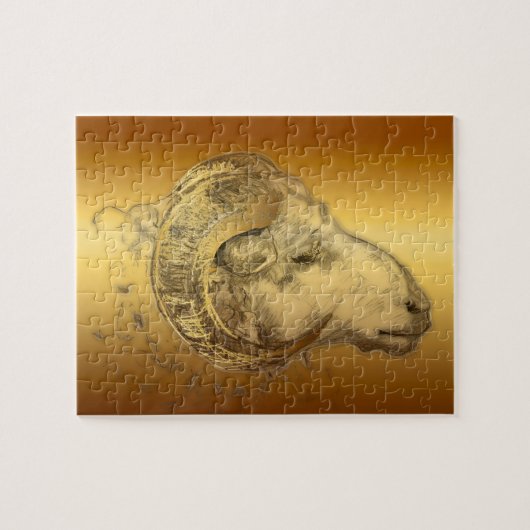 Golden Ram Year Chinese Zodiake Aries Puzzle Legpuzzel (Horizontaal)