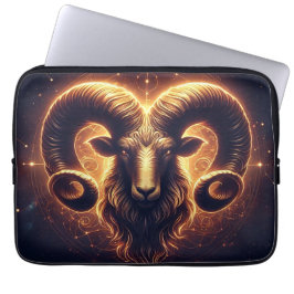 Golden Ram Zodiac Symbool Laptop Sleeve