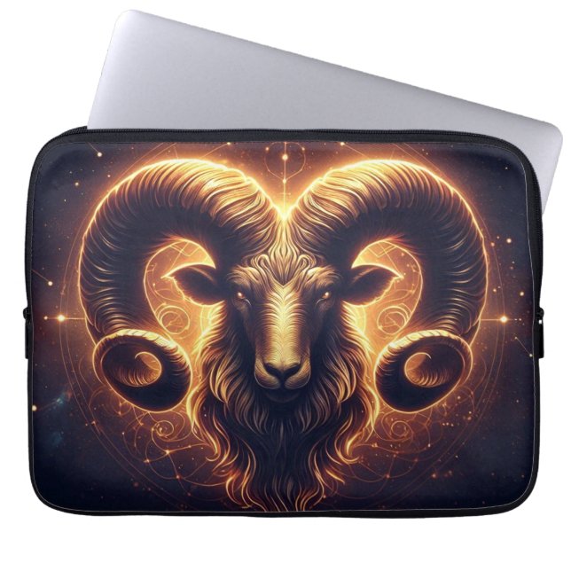 Golden Ram Zodiac Symbool Laptop Sleeve (Voorkant)