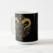 Golden Ram Zodiac Symbool met Ornamenten Koffiemok (Voorkant links)