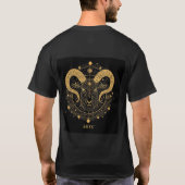 Golden Ram Zodiac Symbool met Ornamenten T-shirt (Achterkant)