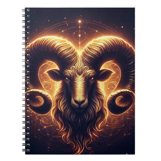 Golden Ram Zodiac Symbool Notitieboek (Voorkant)