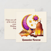 Golden Ramadan Kareem met lantaarn en sterren Feestdagenkaart (Voorkant / Achterkant)