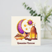 Golden Ramadan Kareem met lantaarn en sterren Feestdagenkaart (Staand voorkant)