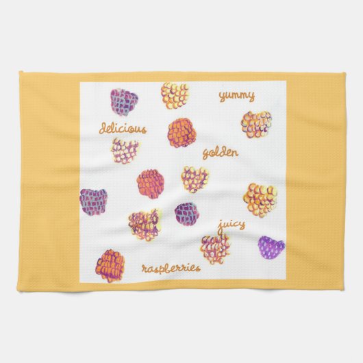 Golden Raspberries American MoJo Kitchen Towel Theedoek (Horizontaal)