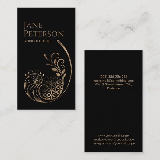 Golden Ratio - Bloem van het leven - Heilige Geome Visitekaartje (Voorkant / Achterkant)