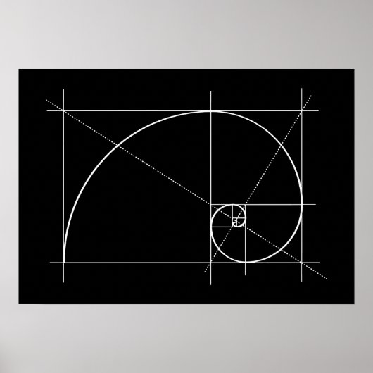 Golden Ratio, Fibonacci Spiral, Tekening Poster (Voorkant)