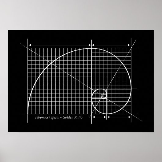 Golden Ratio, Fibonacci Spiral, Tekening Poster (Voorkant)