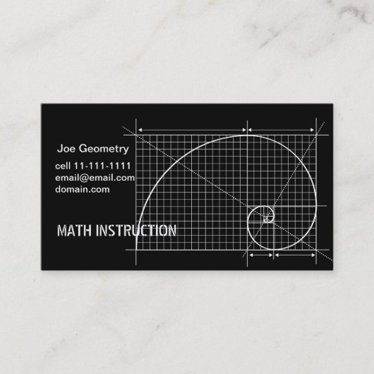 Golden Ratio, Fibonacci Spiral, Tekening Visitekaartje (Voorkant)