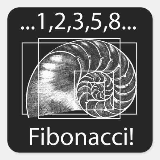 Golden Ratio, Fibonacci Spiral Vierkante Sticker (Voorkant)