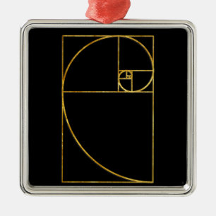 Golden Ratio Sacred Fibonacci Spiral Metalen Ornament
